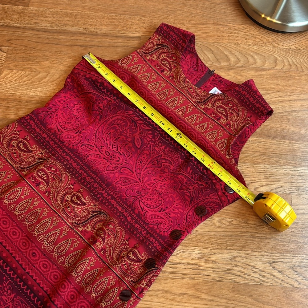 Vintage 1990’s R&K Original vibrant red and dark pink floral dress. Size 10P. - Picture 14 of 17
